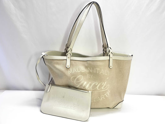 GUCCI Canvas Handbag 247209 525040 Ivory Tote Bag