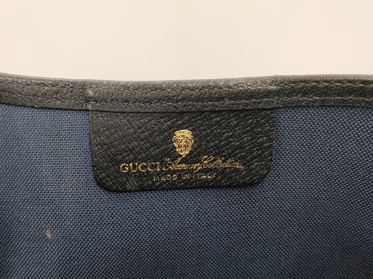 GUCCI Sherry Line GG Supreme Tote Bag 904.02.003 Gray x Navy Tote Bag