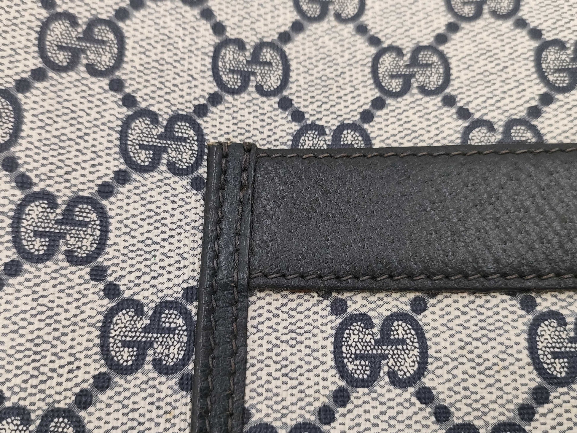 GUCCI Sherry Line GG Supreme Tote Bag 904.02.003 Gray x Navy Tote Bag