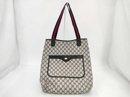 GUCCI Sherry Line GG Supreme Tote Bag 904.02.003 Gray x Navy Tote Bag