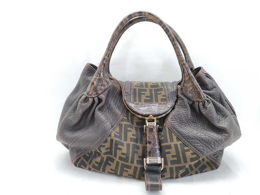 FENDI Spy Bag Zucca Canvas and Leather Tote Bag 2415-8BR511-RPU-088 Brown Tote Bag