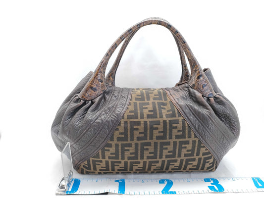 FENDI Spy Bag Zucca Canvas and Leather Tote Bag 2415-8BR511-RPU-088 Brown Tote Bag