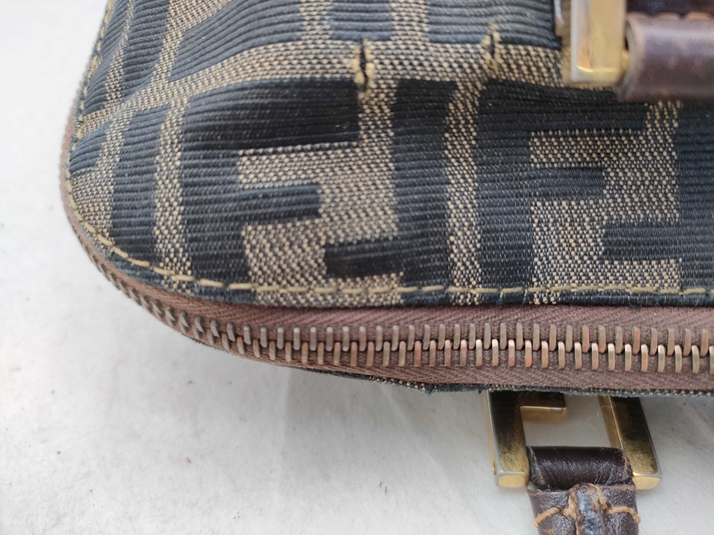 FENDI Zucca pattern Fendi Zucca nylon canvas and leather tote bag, brown