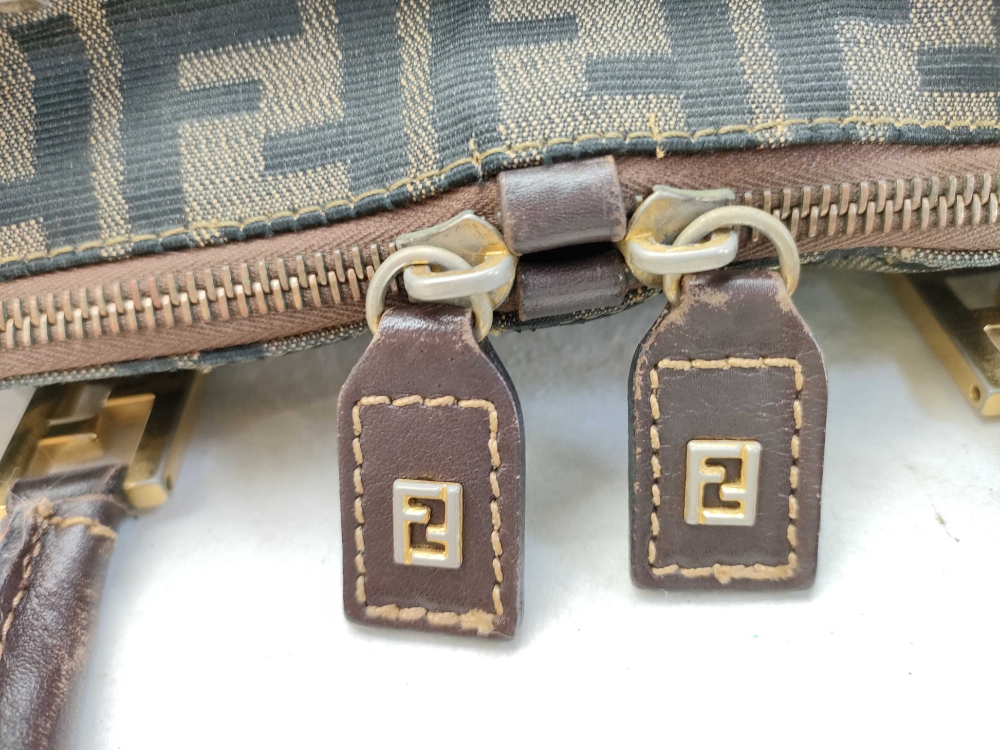 FENDI Zucca pattern Fendi Zucca nylon canvas and leather tote bag, brown