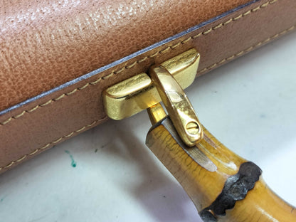 GUCCI Bamboo Leather Briefcase 015.1046.3304 Camel Business Bag