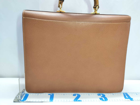 GUCCI Bamboo Leather Briefcase 015.1046.3304 Camel Business Bag