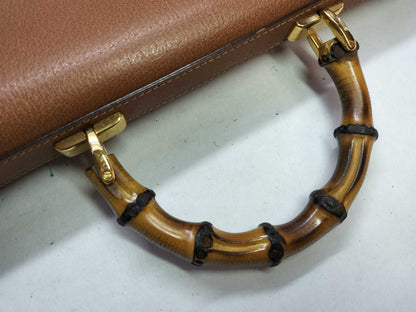 GUCCI Bamboo Leather Briefcase 015.1046.3304 Camel Business Bag