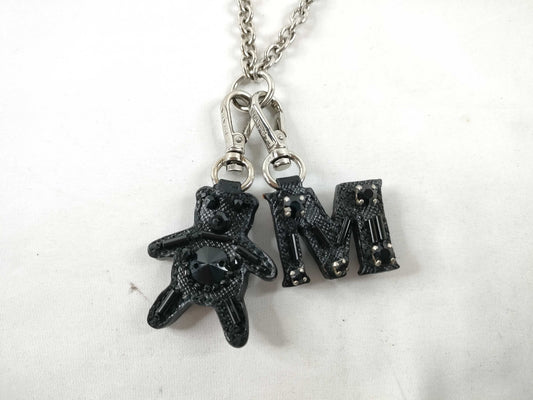 PRADA Prada Charm Necklace Plated Silver x Black Necklace