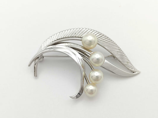 MIKIMOTO Pearl Diameter Approx. 5.2-6.2mm, Sterling Silver, 6.1g, Brooch 