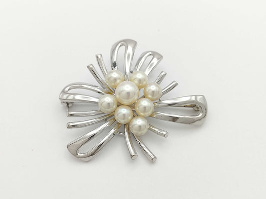 MIKIMOTO Pearl Diameter Approx. 5.1-7.1mm, Sterling Silver, 11.2g, Brooch 