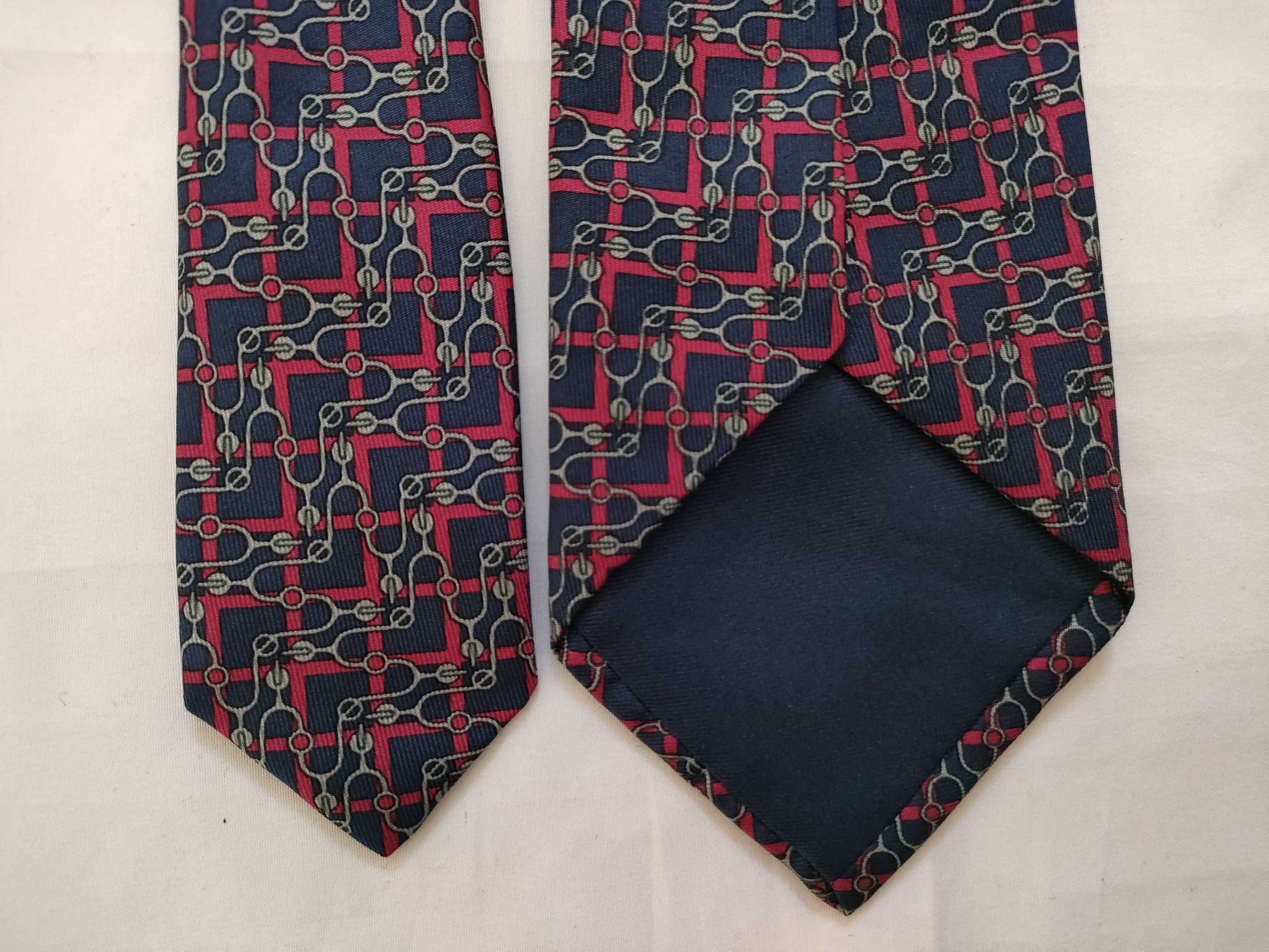 HERMES All-Over Print Silk Tie Navy Other Accessories