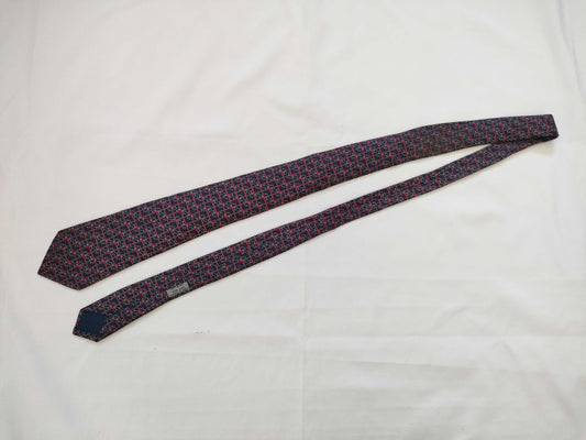 HERMES All-Over Print Silk Tie Navy Other Accessories