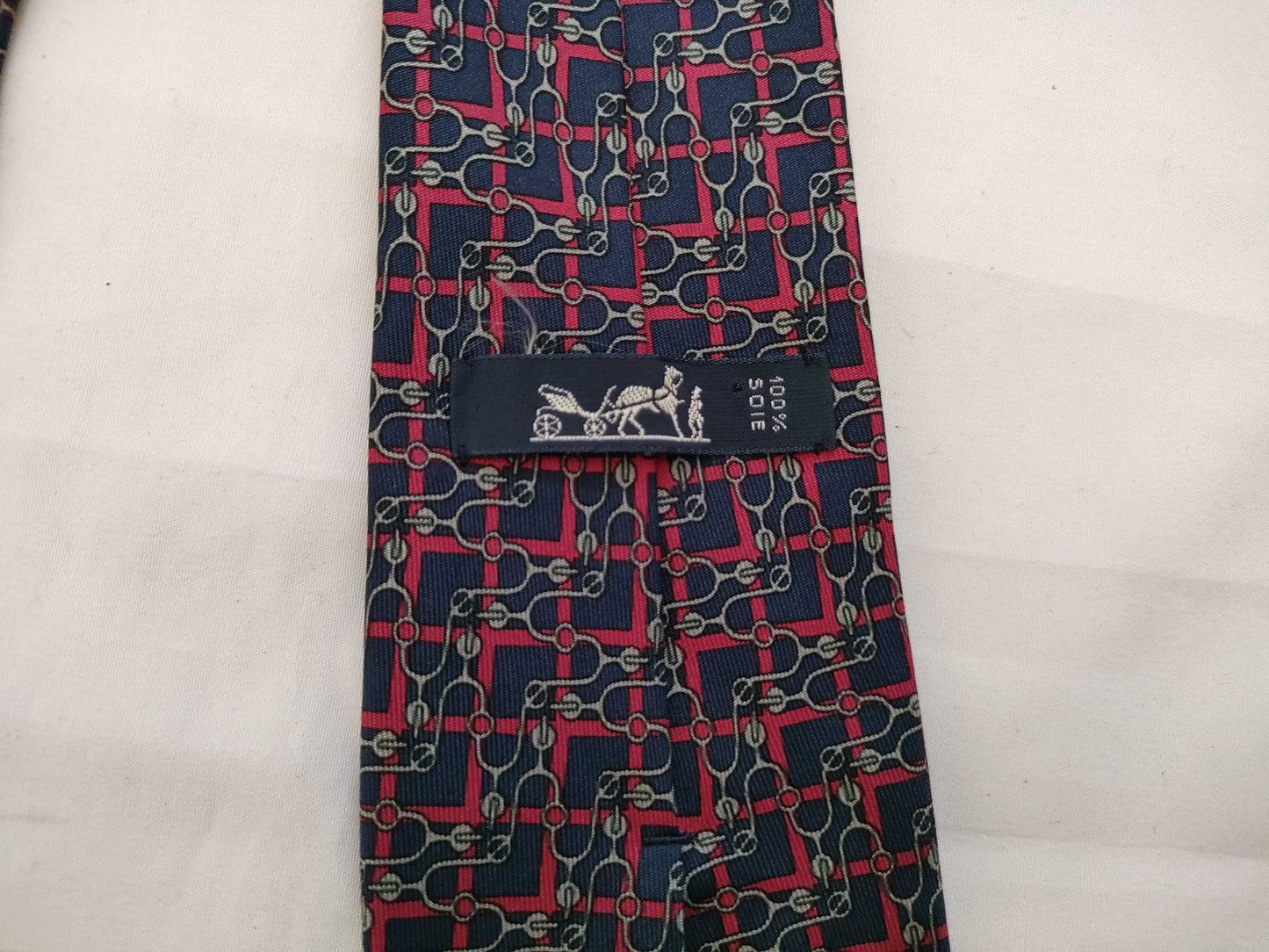 HERMES All-Over Print Silk Tie Navy Other Accessories