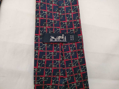 HERMES All-Over Print Silk Tie Navy Other Accessories