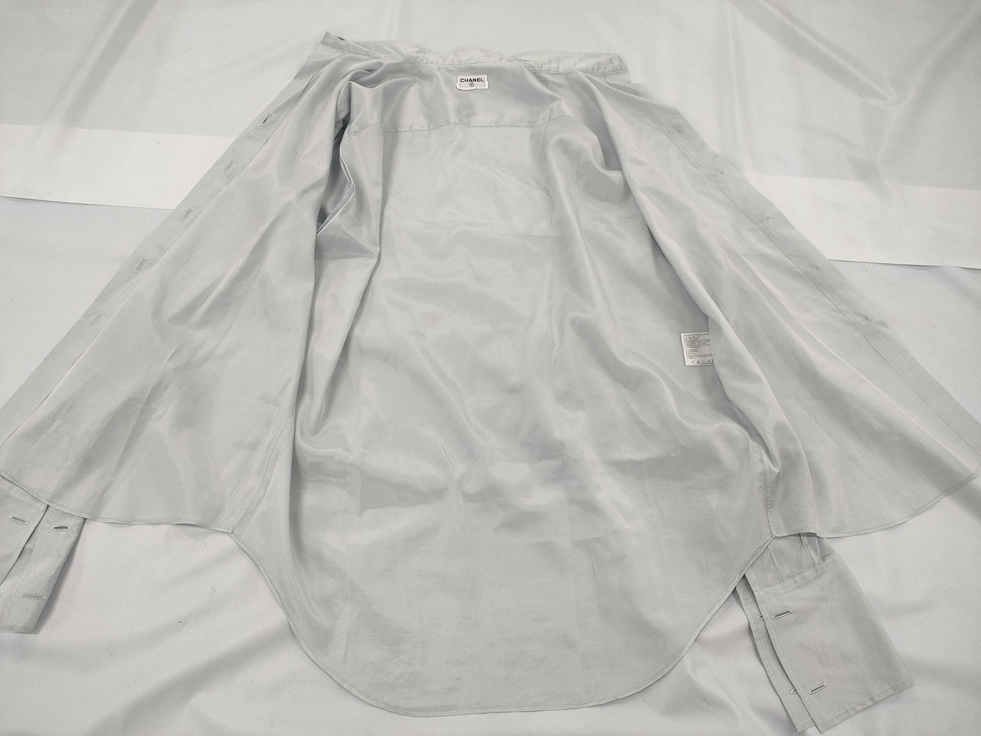 CHANEL Silk Shirt Blue Shirt