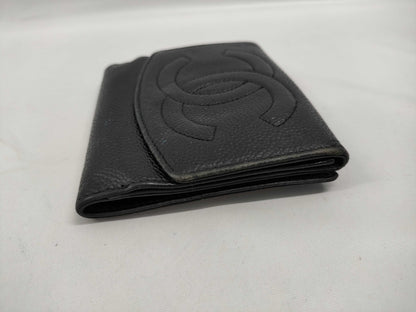 CHANEL Coco Mark Caviar Leather Bi-fold Wallet 4661566 Black Wallet