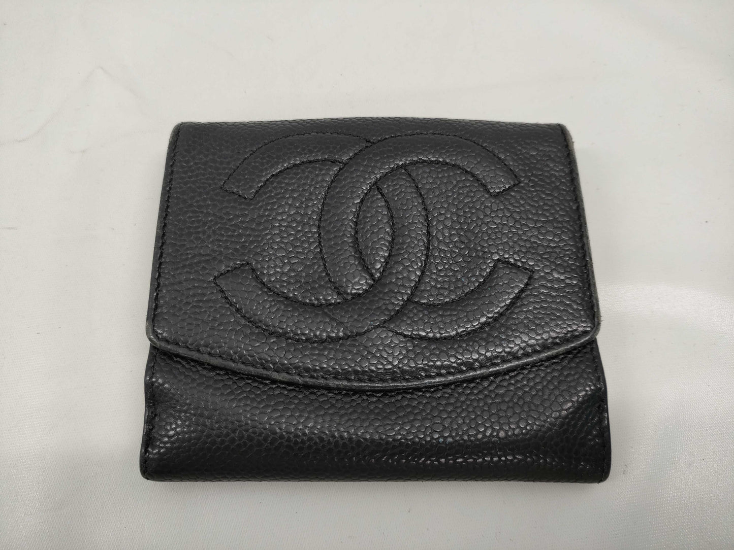 CHANEL Coco Mark Caviar Leather Bi-fold Wallet 4661566 Black Wallet
