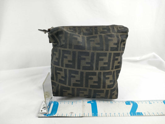 FENDI Zucca pattern nylon canvas pouch 2119 26540 009 Khaki x Black Pouch