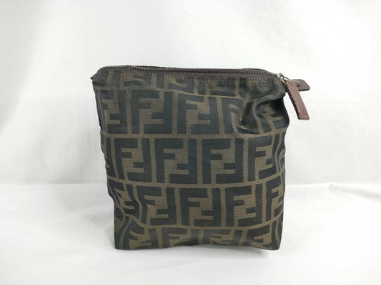 FENDI Zucca pattern nylon canvas pouch 2119 26540 009 Khaki x Black Pouch