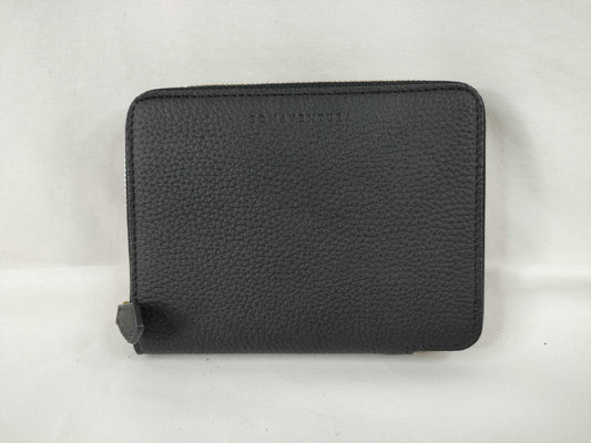 Bonaventura Leather Round Zip Black Wallet
