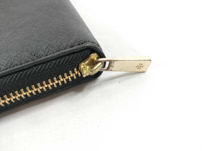 Tory Burch PVC Round Zip Long Wallet Black Wallet