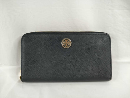 Tory Burch PVC Round Zip Long Wallet Black Wallet