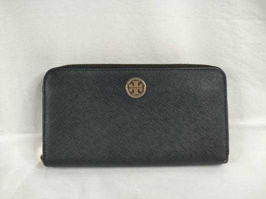 Tory Burch PVC Round Zip Long Wallet Black Wallet