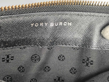 Tory Burch PVC Round Zip Long Wallet Black Wallet