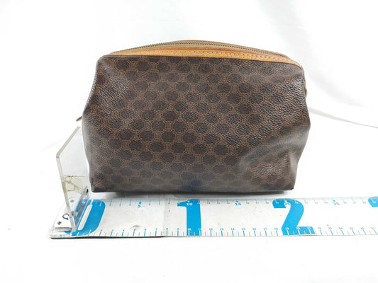 CELINE Macadam PVC Pouch Brown