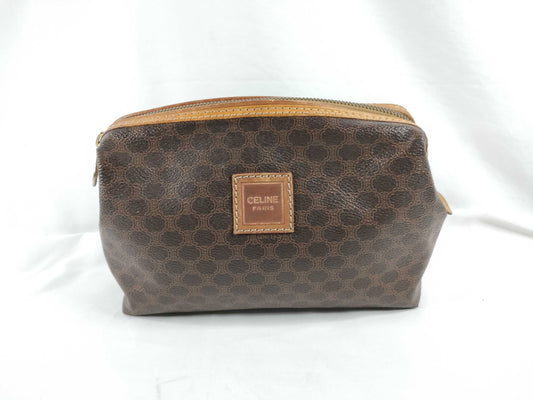 CELINE Macadam PVC Pouch Brown