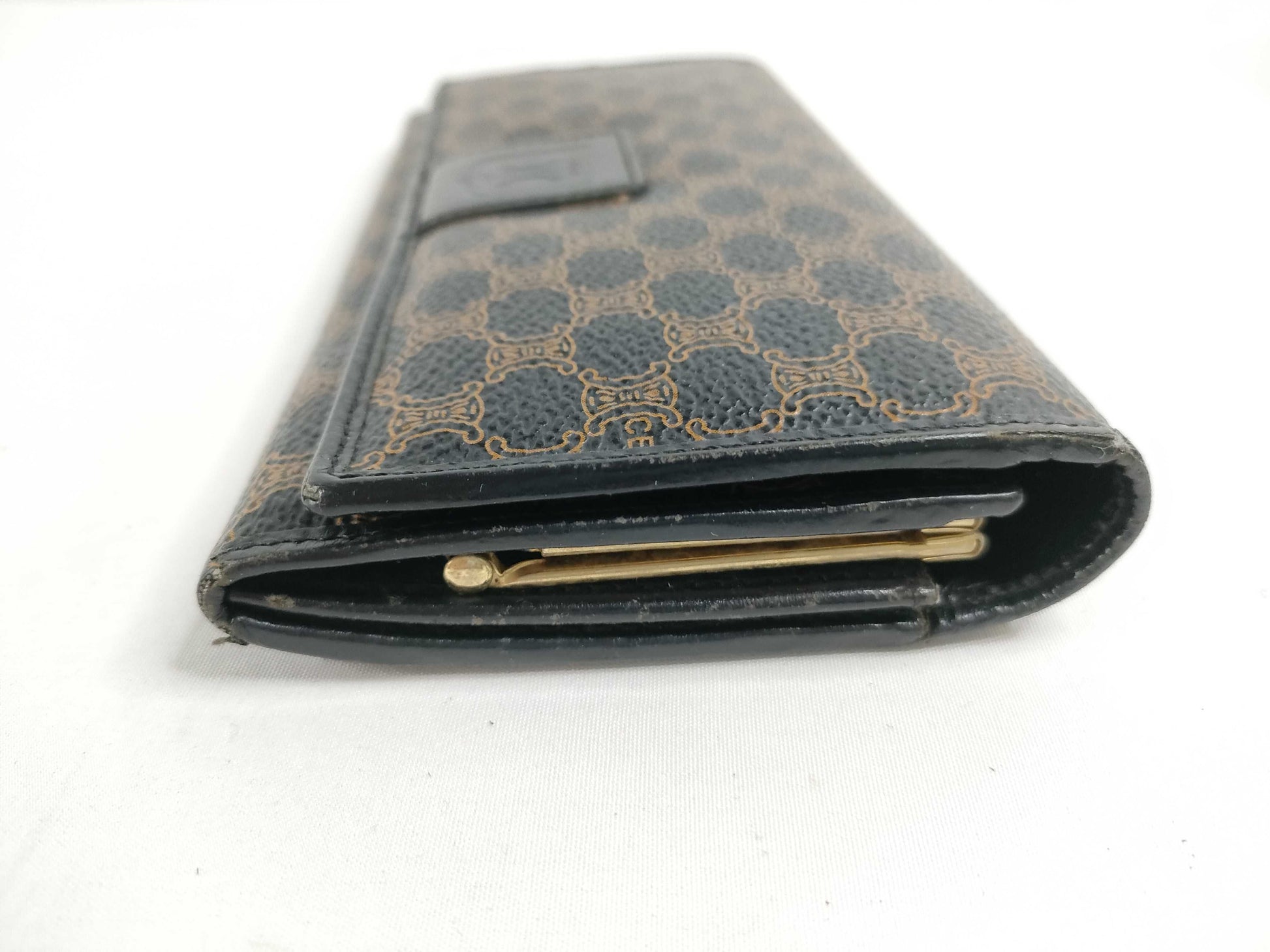 CELINE Macadam PVC Long Wallet, Size M/96, Brown x Black