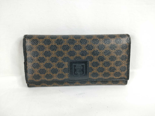 CELINE Macadam PVC Long Wallet, Size M/96, Brown x Black