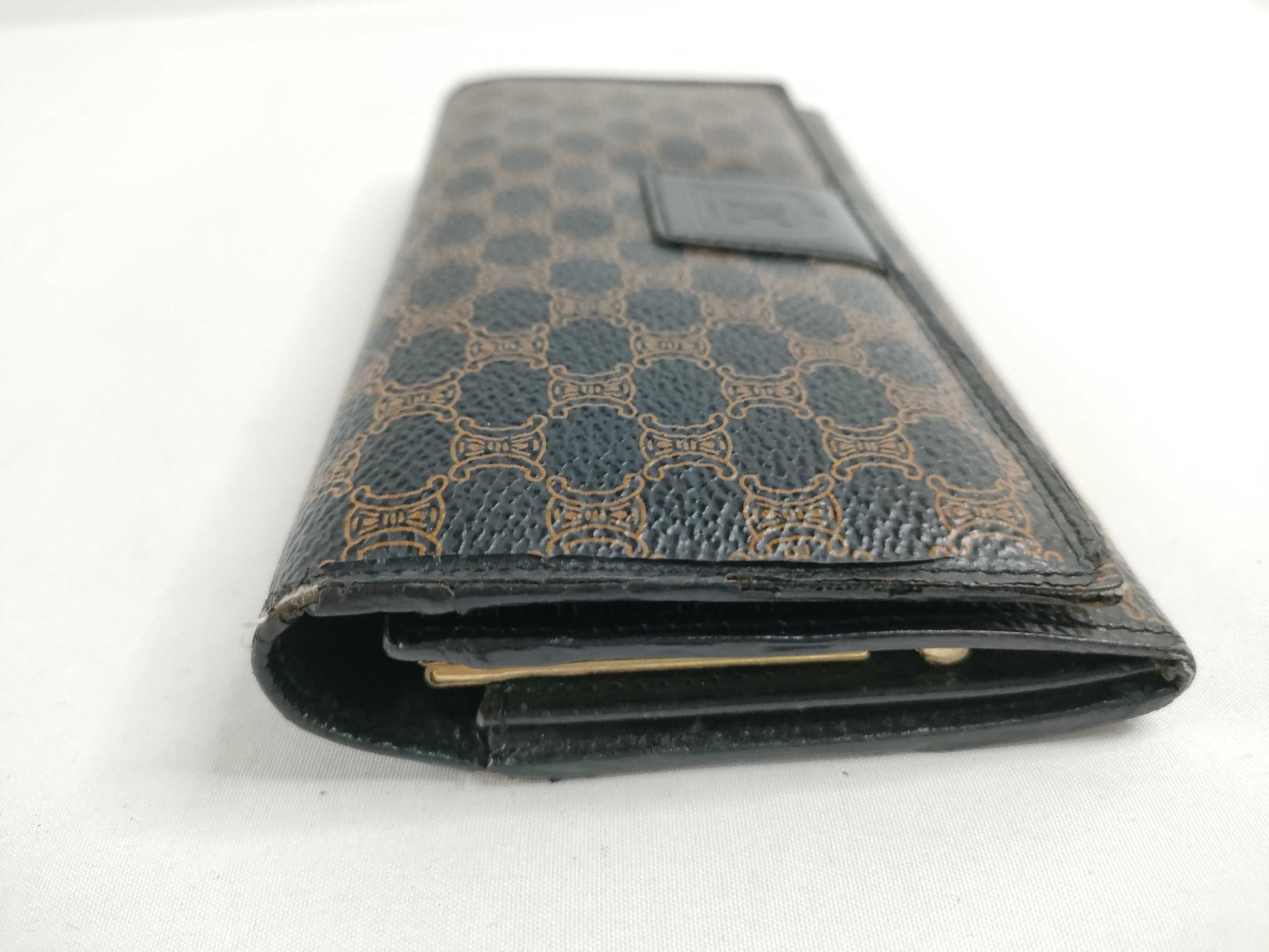 CELINE Macadam PVC Long Wallet, Size M/96, Brown x Black