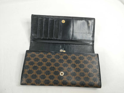CELINE Macadam PVC Long Wallet, Size M/96, Brown x Black