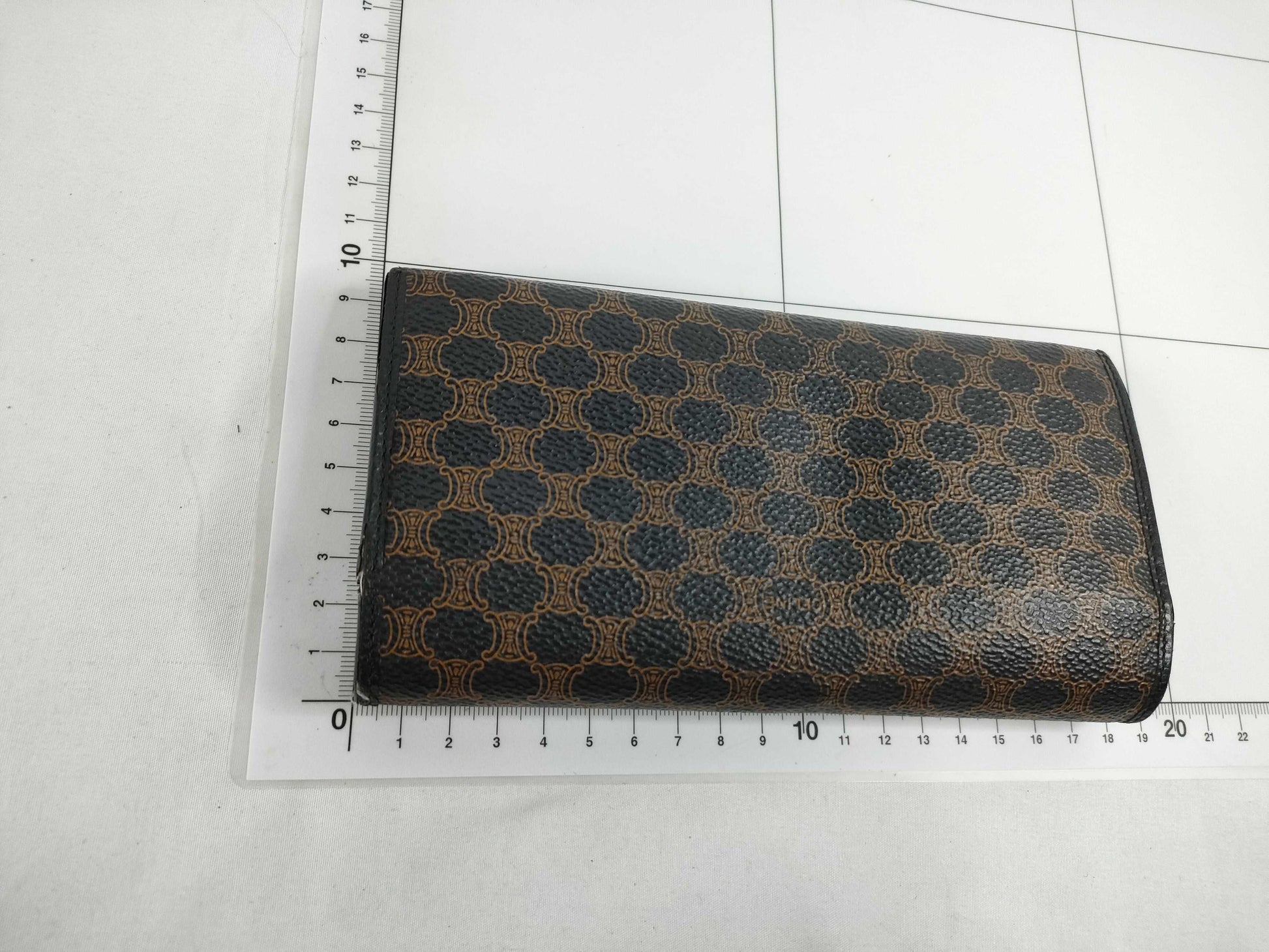 CELINE Macadam PVC Long Wallet, Size M/96, Brown x Black