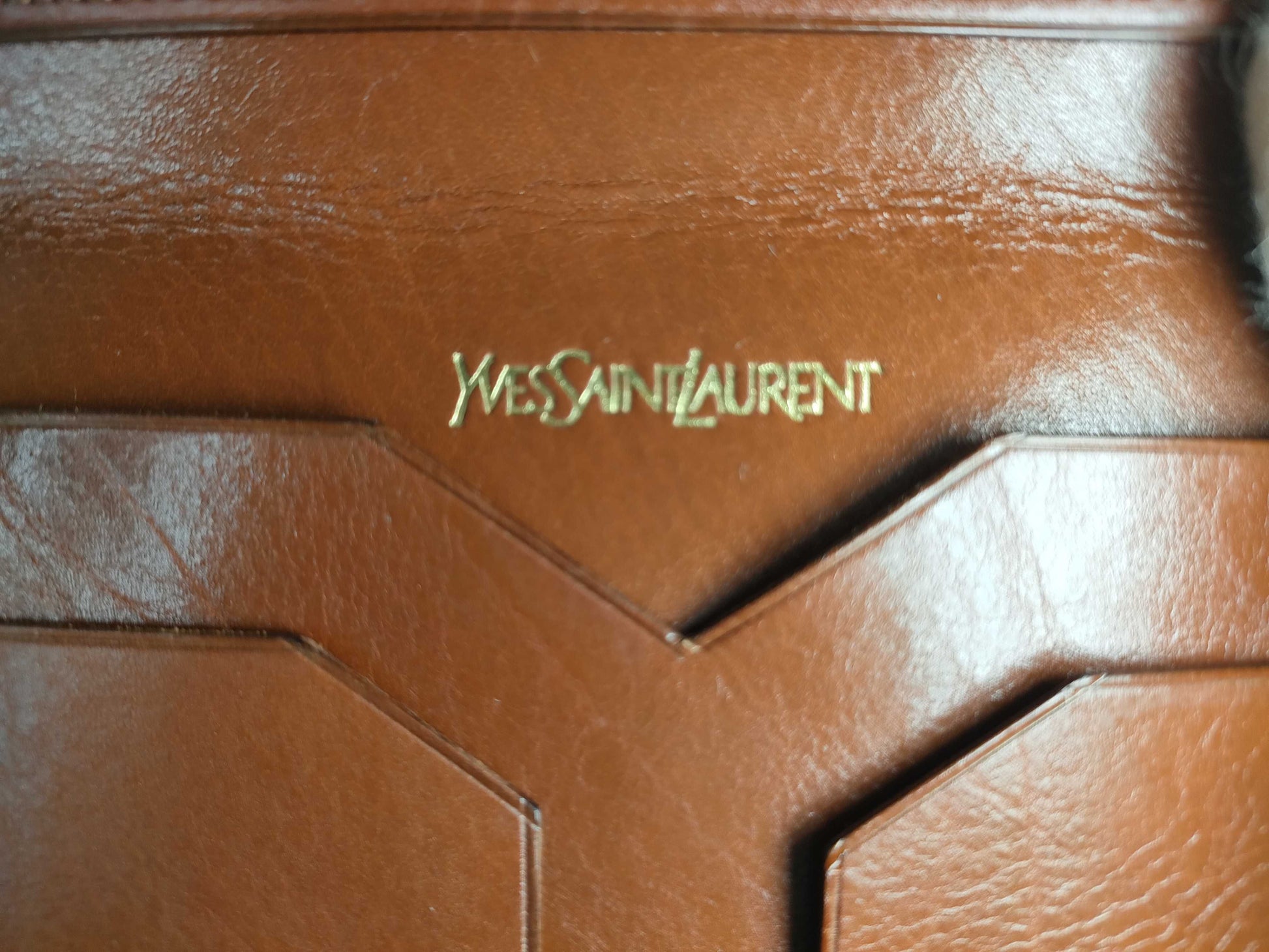 Yves Saint Laurent Leather Card Case, Brown, Card Case, Pass Case, Business Card Case