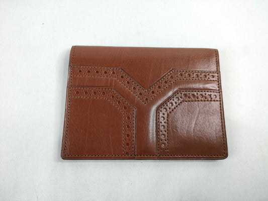 Yves Saint Laurent Leather Card Case, Brown, Card Case, Pass Case, Business Card Case
