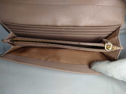 PRADA Saffiano Metal Bifold Long Wallet 1M1132 Pink Beige Wallet