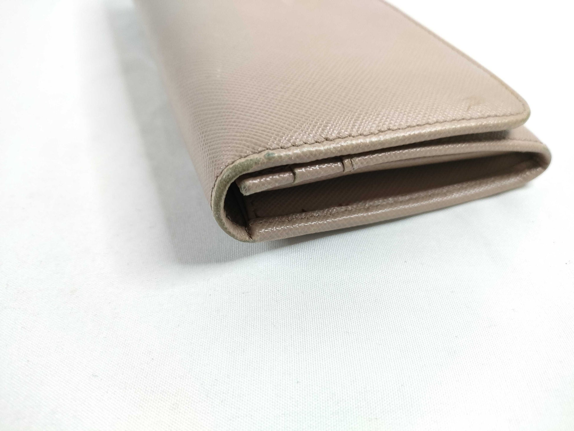 PRADA Saffiano Metal Bifold Long Wallet 1M1132 Pink Beige Wallet