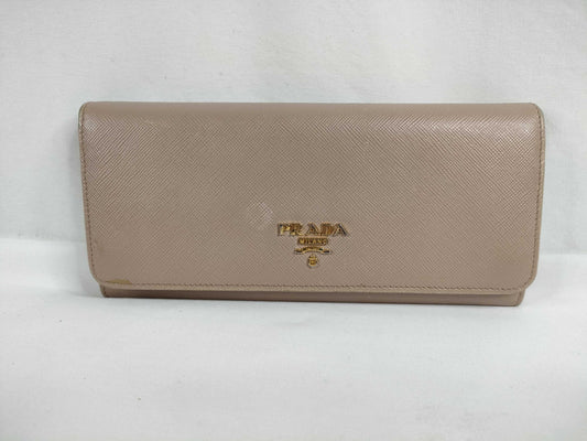 PRADA Saffiano Metal Bifold Long Wallet 1M1132 Pink Beige Wallet
