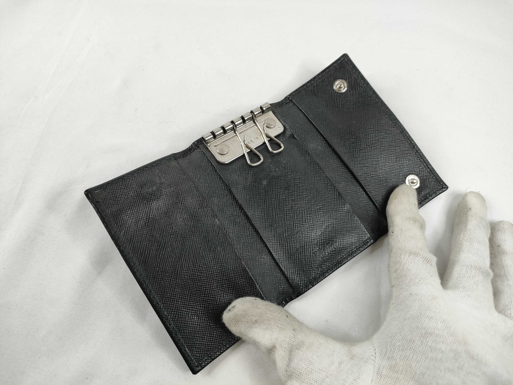PRADA Saffiano 6-Key Case, Black, Key Case/Key Holder
