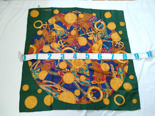 CELINE Silk Scarf Green x Yellow Other Accessories