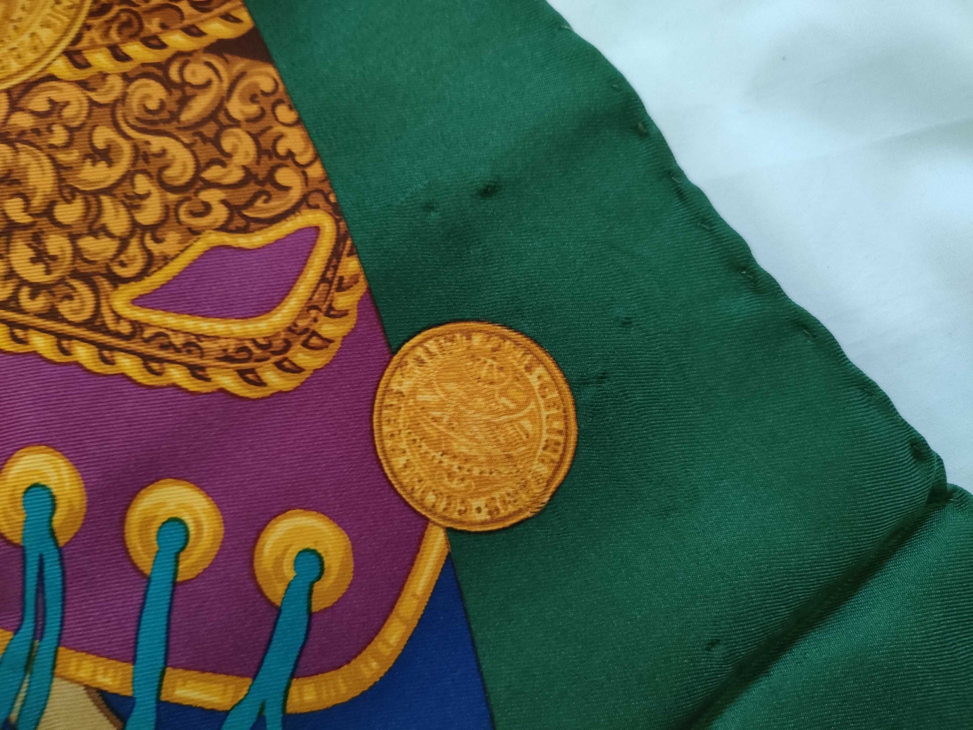 CELINE Silk Scarf Green x Yellow Other Accessories