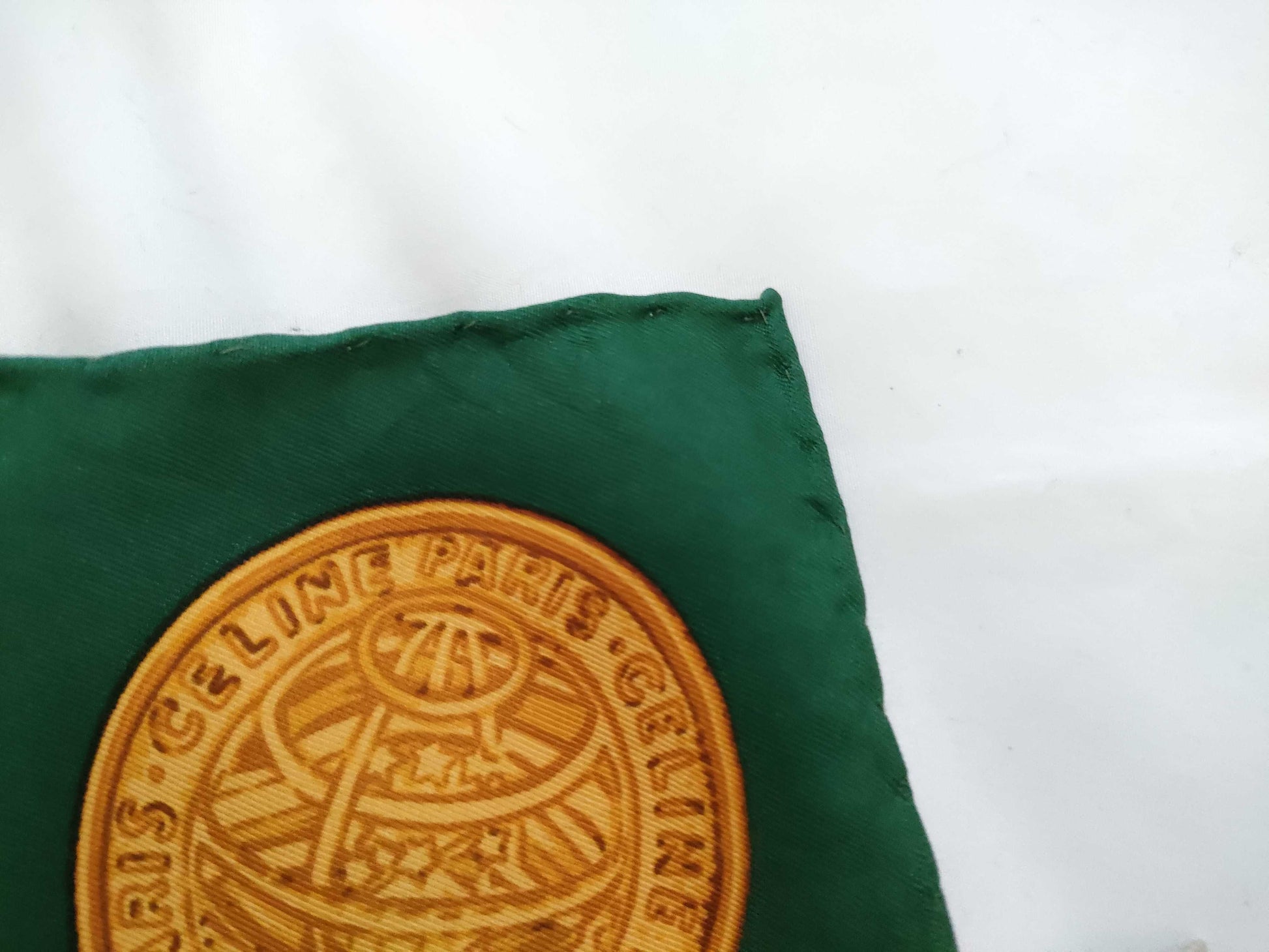 CELINE Silk Scarf Green x Yellow Other Accessories
