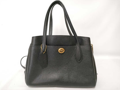 COACH Leather 2-Way Handbag 91740 Black Handbag