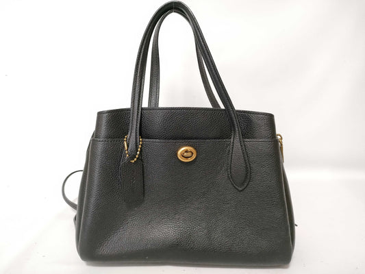 COACH Leather 2-Way Handbag 91740 Black Handbag