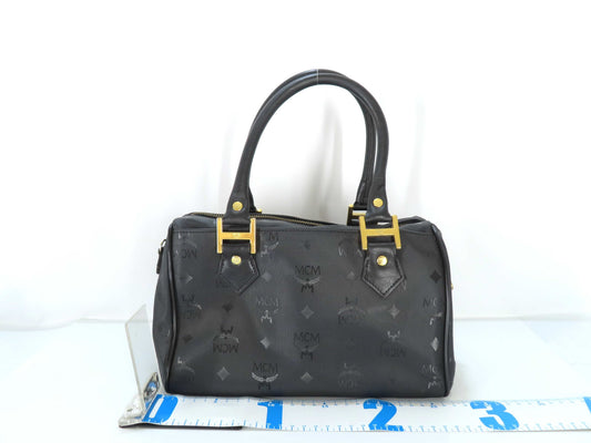 MCM Visetos Pattern Nylon 2-Way Handbag, Black