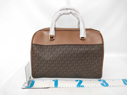 Michael Kors Logo Shop PVC and Leather 2-Way Handbag 35S2GTFU2B Brown
