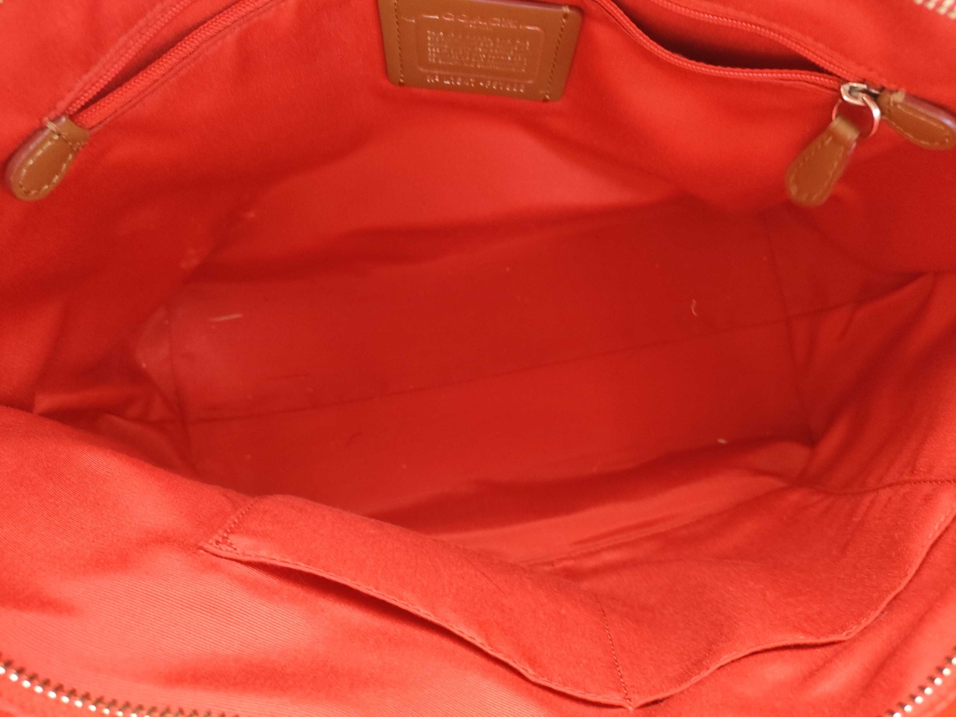COACH Signature PVC Tote Bag F57888 Dark Brown x Red