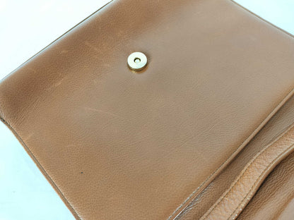 Yves Saint Laurent YSL Logo Leather Shoulder Bag Light Brown